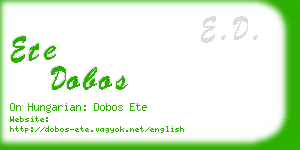 ete dobos business card